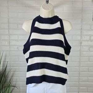 Willow and Root Striped Navy and White Knit Tank Top Large
